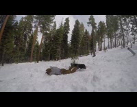 Grey sweater snowboard metal pipe mountain fail