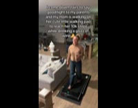 Mom on walking pad hold wine glass