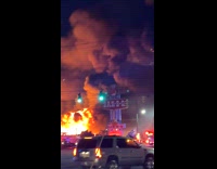 BBQ building on fire burning