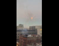 Fireworks lit up from hells kitchen rooftop