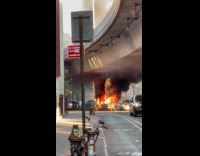 Huge fire under the bridge on Williamsburg