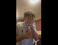 Guy scratch his itchy palm then bites it