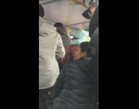 Collab winy - bus hit orange steel beam through window