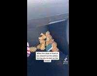 Guy drives car with fries on floor 