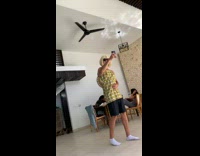 Guy blonde wig ripped checkered top selfie