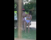 Red bikini girl american flag cowboy hat