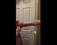 Girl show arm then flex huge biceps