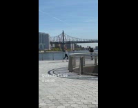 Girl white rollerblades bridge black face mask 