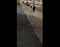 Homeless man leaves shopping cart on street