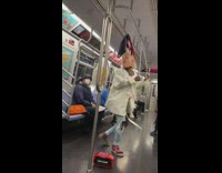 Lady white county asylum jacket mask subway