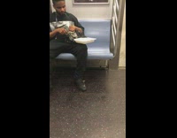 Pt. 2 Guy eats bag of clams mussels with bare hands on subway train