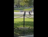 Girl black shirt run scream lincoln memorial