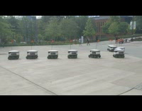Delivery robots flash mob gave free snacks