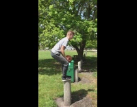 Guy holding basketball attempts backflip park fail 