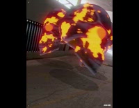 Video edited skull on fire outside 