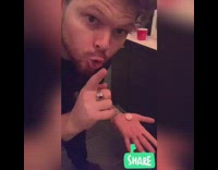 Guy does vanishing coin trick in palm of hand