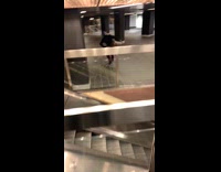 Girl pulls pants down escalator subway station  