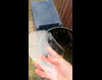 Ice on top of the water barrel