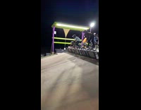 Red jacket little girl falls bicycle ramp 