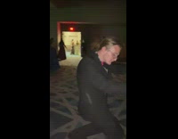 Guy take the rock cardboard as prom date