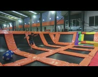 Guy front flip fail indoor trampoline park