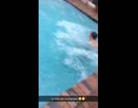 guy jumps into pool and hits legs in floor