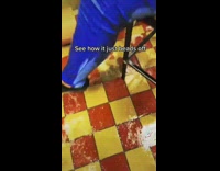 Water turns blue jeans dark blue and wets the entire floor