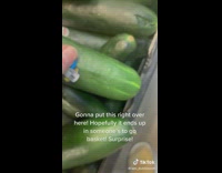 Collab BitchIG2 - Guy puts blue sticker on cucumber