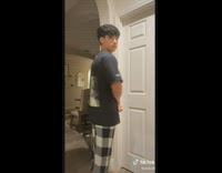 Collab BitchIG2 - Guy oversized clothes changes into pink shorts and tank top