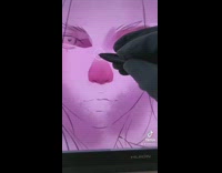 Digital art drawing on ipad screen woman with black hair 