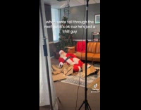 Man shooting commercial as chill Santa 