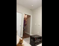 Woman surprise husband with large Lego Box