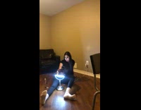 Black shirt girl long spiky fake eyelashes 