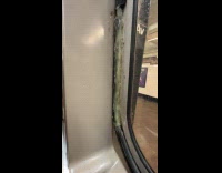 Window on train glued