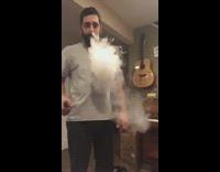 Man vapes into the camera and runs away naked