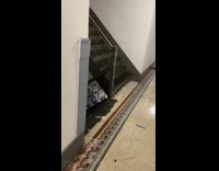 Water leak in the apartment building hallway