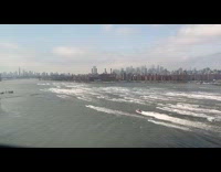 Group rides jet ski on river timelapse