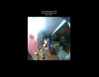 Frog jumps to woman on the porch