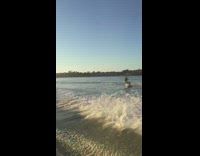 Guy falls forward off wakeboard fail sunset 