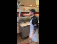 Pizza shop guy walks up to friend gets slapped