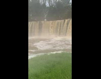 Guy kayak boat fall down at waterfalls part 1