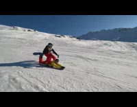 Skiier and snowboarder go down slope together Part 2 