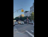 Man rides three level bicycle along the road at day