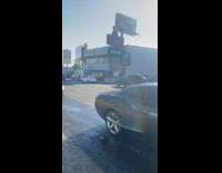 Broken fire hydrant shoots water into sky goat on sidewalk 