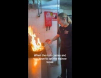 Teenagers film tiktok video at pizza store