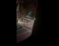 Man on pedestrian lane shouts and points