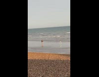 Man plays the bass guitar on the beach at sunset