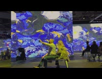 Woman in black dress with an umbrella at the exhibit Part 2