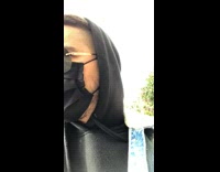 Black face mask sweater guy hears siren