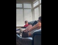 Little boy looking at woman with evil face 